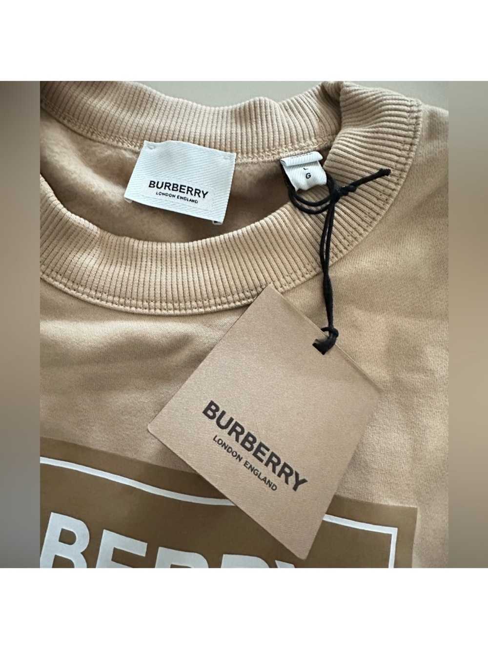 Burberry Men's Tan Logo Crewneck Sweatshirt - Picture 4 of 6